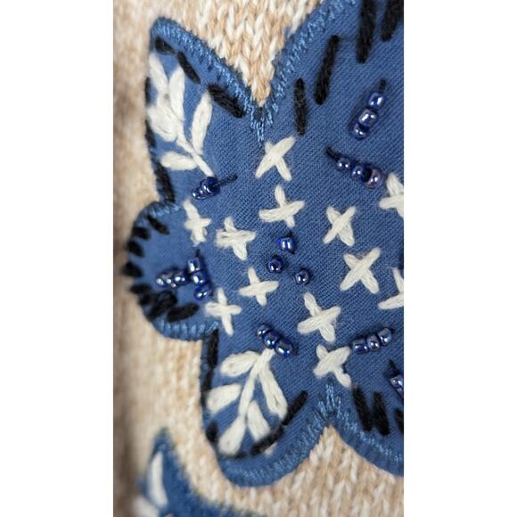 Allison Daley Zip up cardigan Sz M Patchwork Embroidered Beaded Floral Y2K EUC - Picture 10 of 13